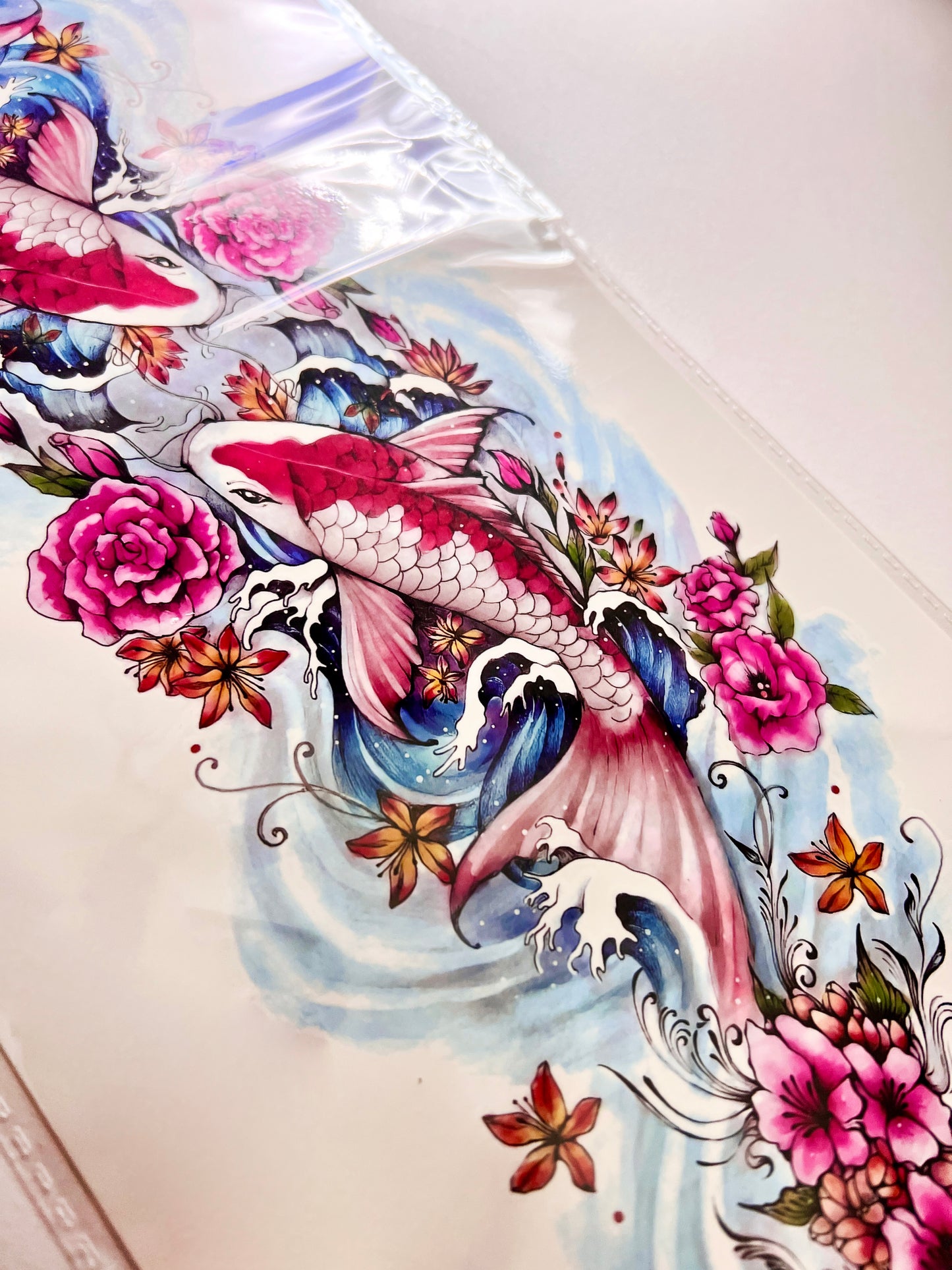 Peces Koi y Flores
