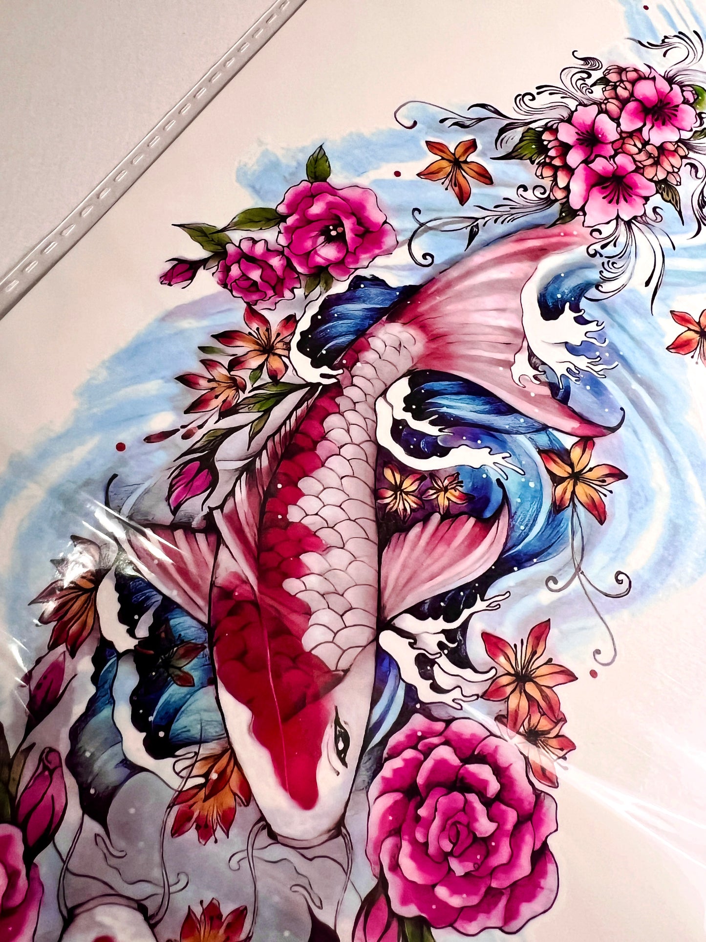 Peces Koi y Flores