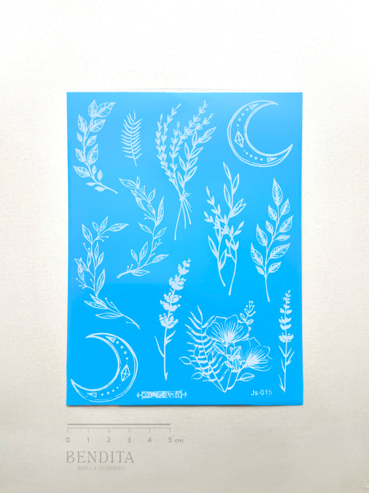 Ramas y Lunas en Tinta Blanca