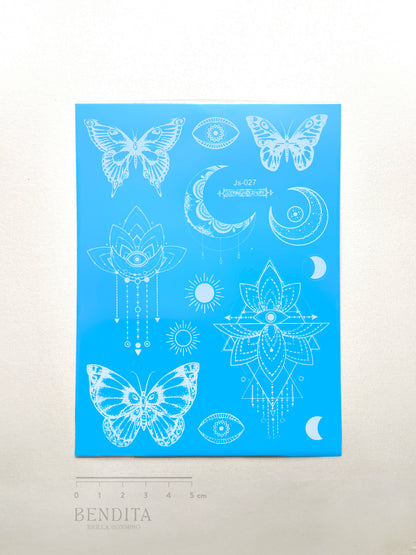 Mariposas y Lunas en Tinta Blanca
