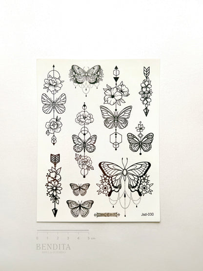 Mariposas y Flechas en Tinta Negra