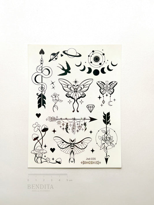 Mariposas, Lunas y Flechas en Tinta Negra