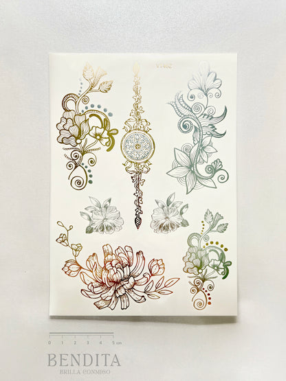 Motivos Florales en dorado y plateado