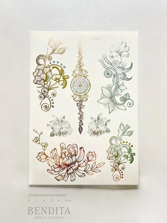 Motivos Florales en dorado y plateado