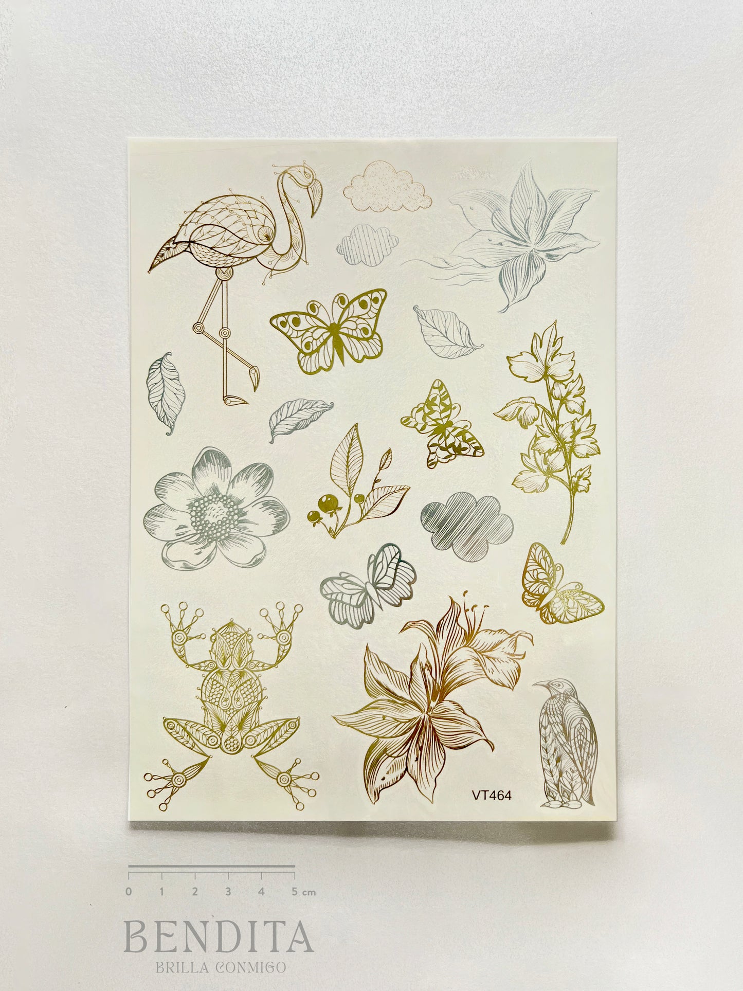 Animales y Flores en dorado y plateado