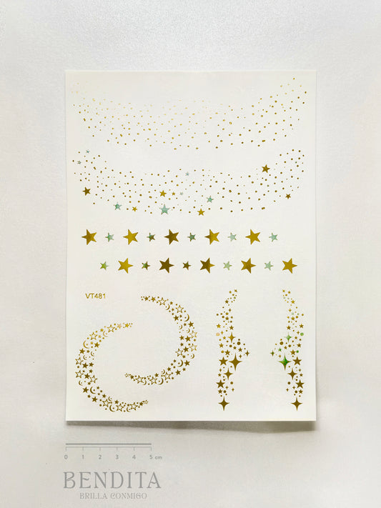 Estrellas en dorado y plateado