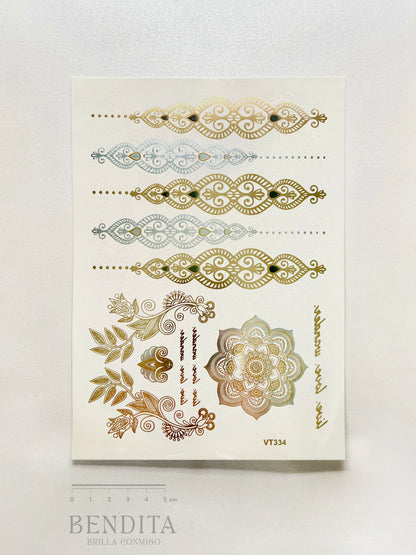 Mandala y Florales en dorado y plateado