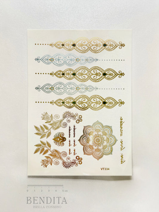 Mandala y Florales en dorado y plateado