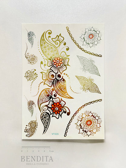 Flores y Mandalas en dorado y plateado