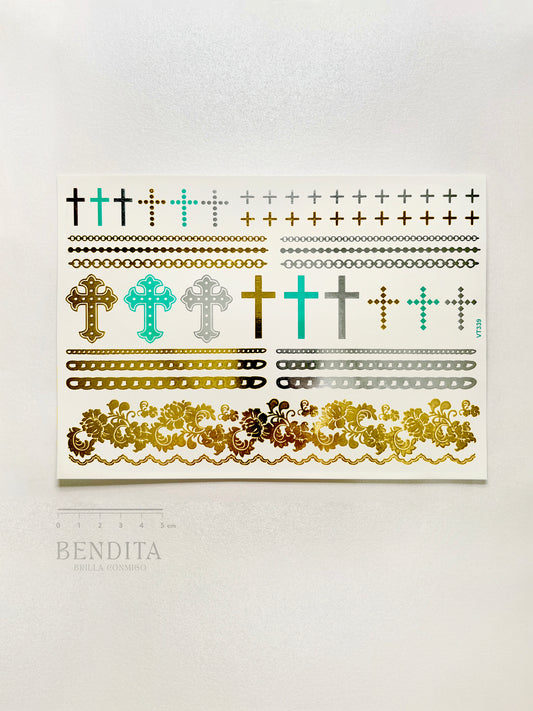 Cruces, Cadenas y Flores en dorado y plateado