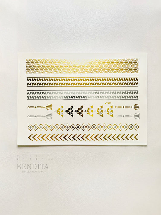 Brazaletes y Flechas en dorado y plateado