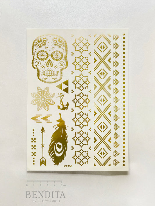 Catrina, Plumas y Varios en dorado